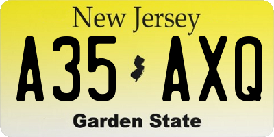 NJ license plate A35AXQ