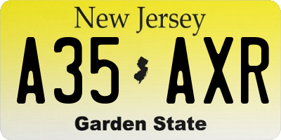 NJ license plate A35AXR