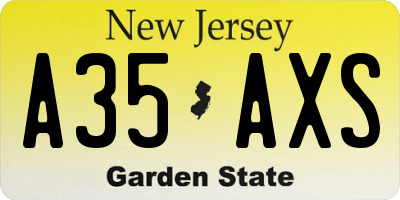 NJ license plate A35AXS