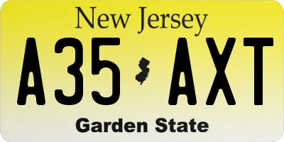 NJ license plate A35AXT