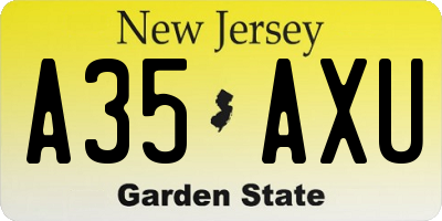 NJ license plate A35AXU