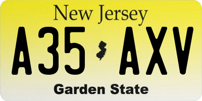 NJ license plate A35AXV