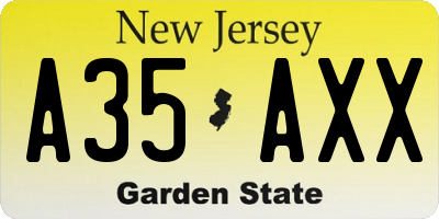 NJ license plate A35AXX
