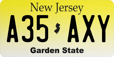 NJ license plate A35AXY