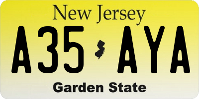 NJ license plate A35AYA