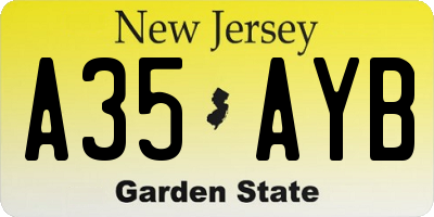 NJ license plate A35AYB
