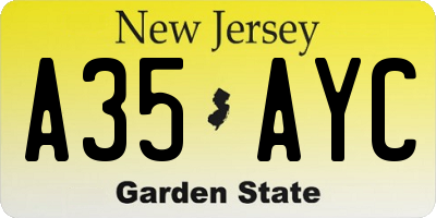 NJ license plate A35AYC