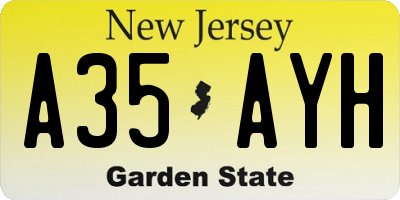 NJ license plate A35AYH