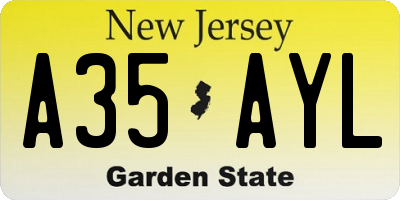 NJ license plate A35AYL