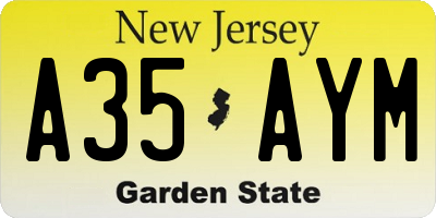 NJ license plate A35AYM