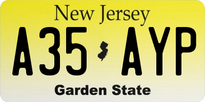 NJ license plate A35AYP