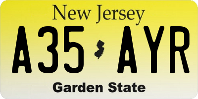 NJ license plate A35AYR