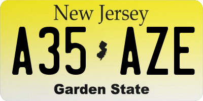 NJ license plate A35AZE