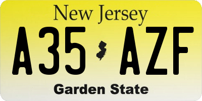 NJ license plate A35AZF