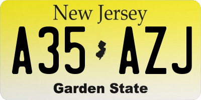 NJ license plate A35AZJ