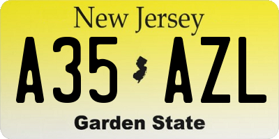 NJ license plate A35AZL
