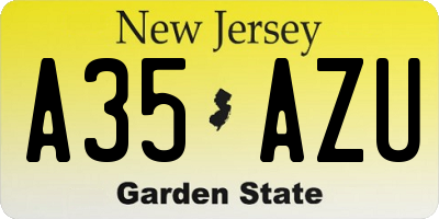 NJ license plate A35AZU