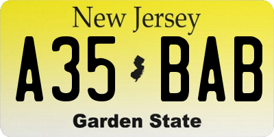 NJ license plate A35BAB