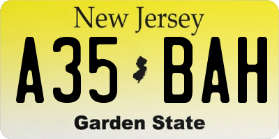NJ license plate A35BAH