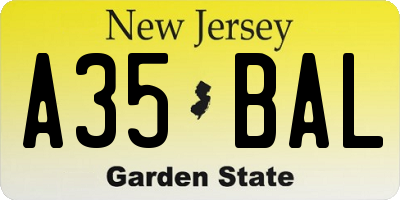 NJ license plate A35BAL