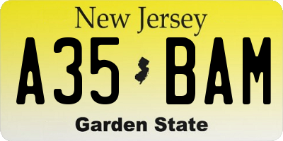 NJ license plate A35BAM