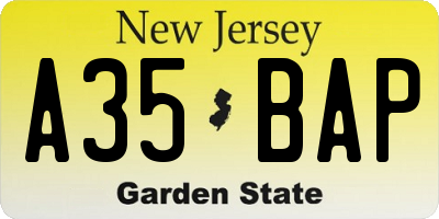 NJ license plate A35BAP