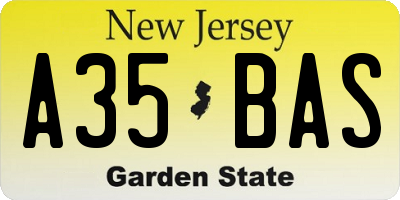 NJ license plate A35BAS
