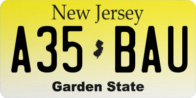 NJ license plate A35BAU