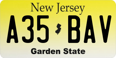 NJ license plate A35BAV