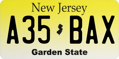NJ license plate A35BAX