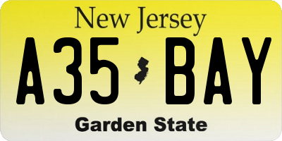 NJ license plate A35BAY