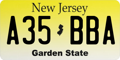 NJ license plate A35BBA