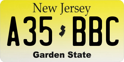 NJ license plate A35BBC