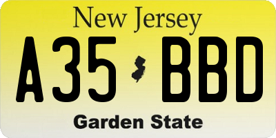 NJ license plate A35BBD