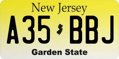 NJ license plate A35BBJ