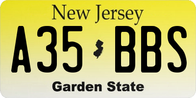 NJ license plate A35BBS