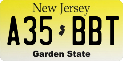 NJ license plate A35BBT