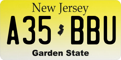 NJ license plate A35BBU