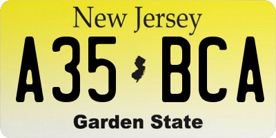 NJ license plate A35BCA