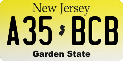 NJ license plate A35BCB