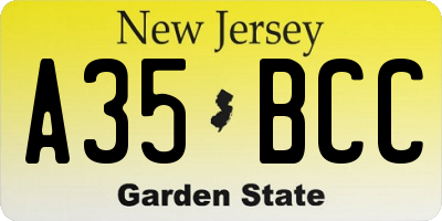NJ license plate A35BCC