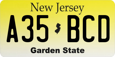 NJ license plate A35BCD