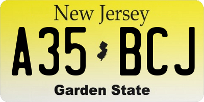 NJ license plate A35BCJ