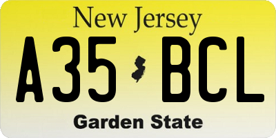 NJ license plate A35BCL