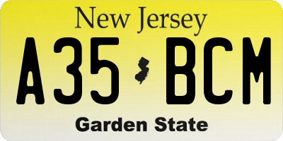 NJ license plate A35BCM