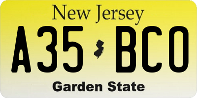 NJ license plate A35BCO