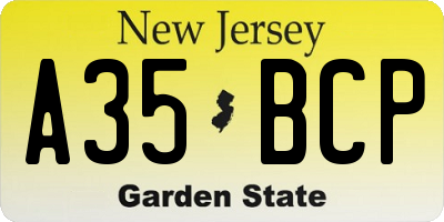 NJ license plate A35BCP