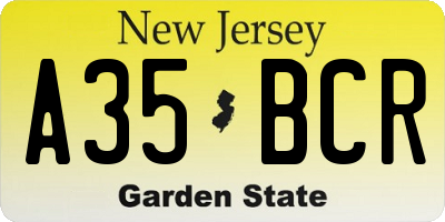 NJ license plate A35BCR