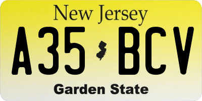 NJ license plate A35BCV