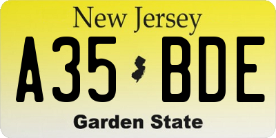 NJ license plate A35BDE